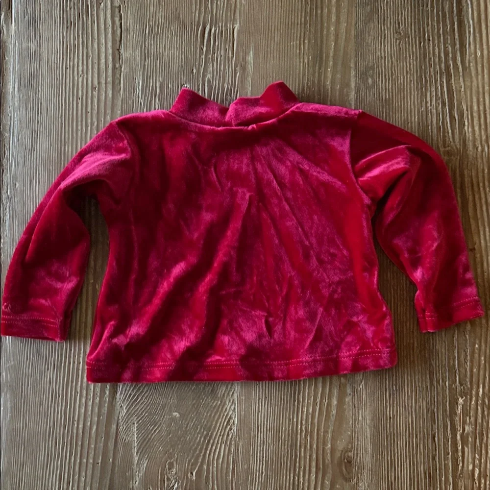 OshKosh B'gosh Red velvety Velour Girls pullover with embroidered flowers